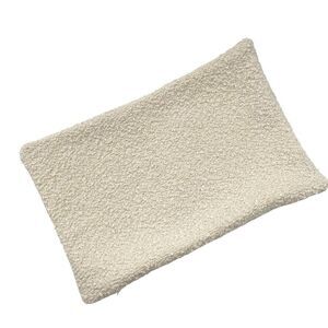 Unmarked Boho Wool Feel Texture Throw Pillow Cover in Cream/White